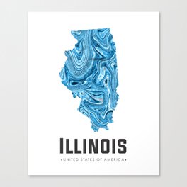 Illinois - State Map Art - Abstract Map - Blue Canvas Print