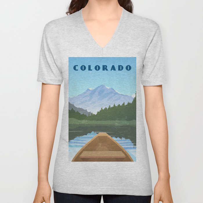Colorado, USA - Retro travel minimalistic poster V Neck T Shirt