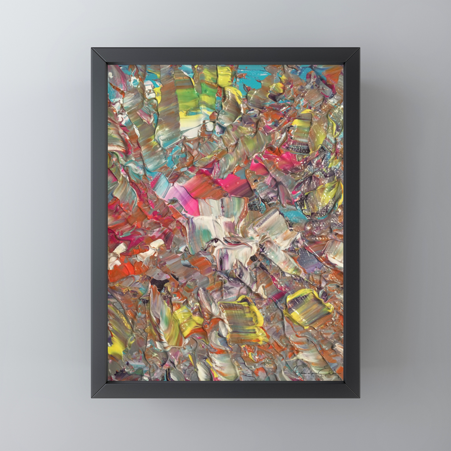 Abstract Acrylic Palette Knife Painting Framed Mini Art Print By
