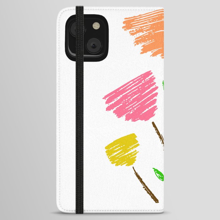 Abstract Flowers Line Art Color iPhone Wallet Case