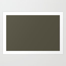 Dark Gray Brown Solid Color Pantone Olive Night 19-0515 TCX Shades of Black Hues Art Print