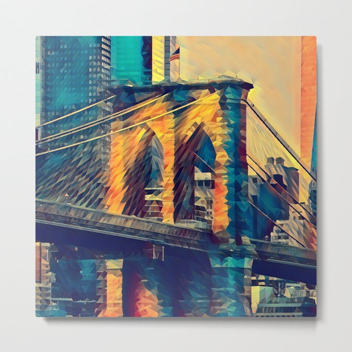 Brooklyn Bridge and Manhattan skyline in New York City Metal Print