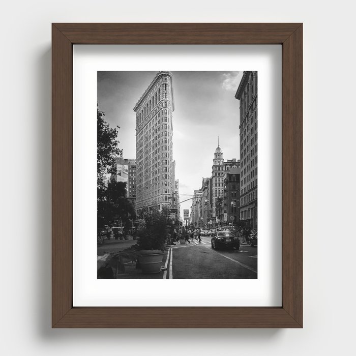Flatiron building. Black & white Recessed Framed Print
