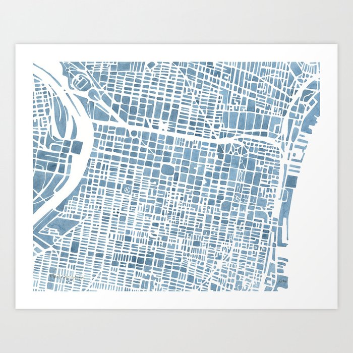 Philadelphia City Map Art Print