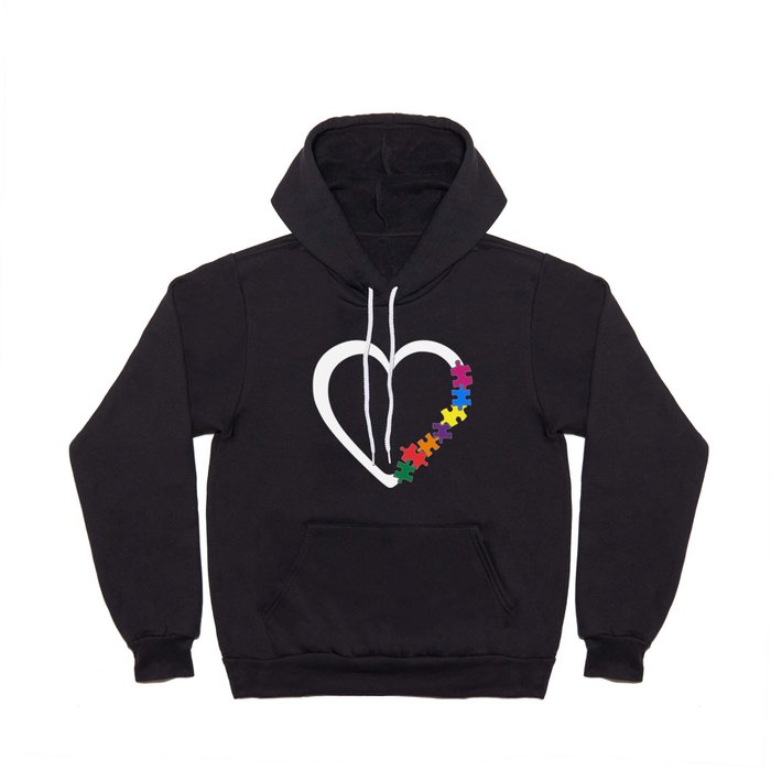 Autism Awareness Heart Colorful Puzzle Pieces Hoody