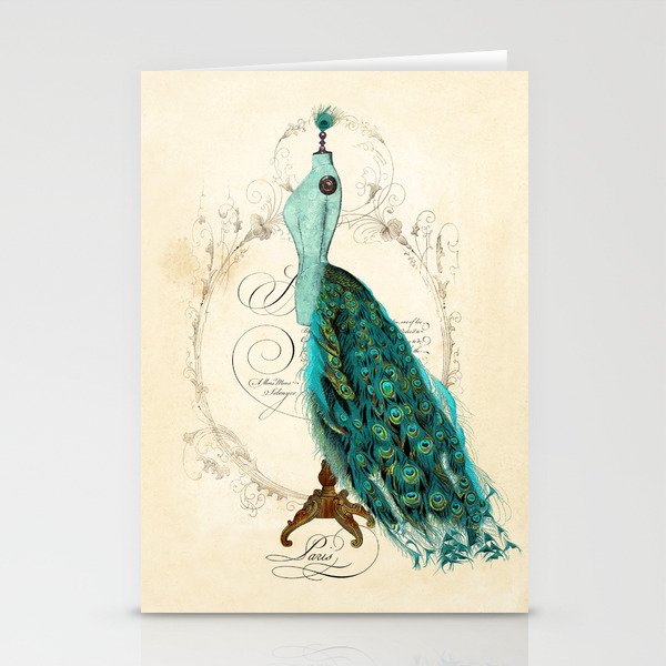 Peacock bustle mannequin Stationery Cards