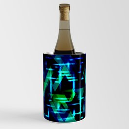 Green and blue highlights on an ultramarine blue metal background. Wine Chiller