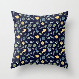 Science Icons on Navy Throw Pillow