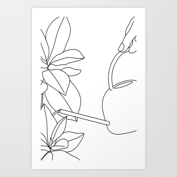 The watering can line art Art Print