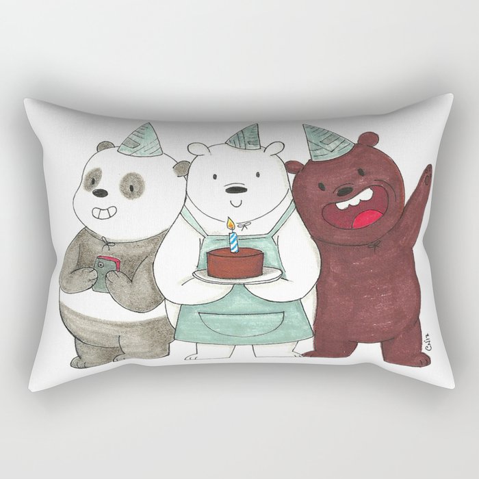 We Bare Bears inspired Birthday Party Panda Ice Bear Grizzly Bear Rectangular Pillow