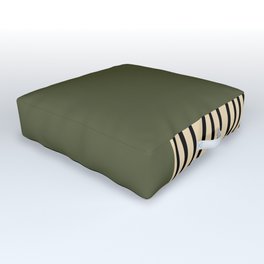 Abstract mid century modern minimalist stripes- seaweed green Outdoor Floor Cushion
