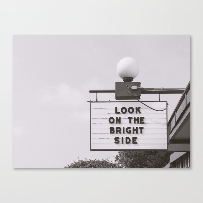 Black and white look on the bright side marquee sign, Austin Motel, Austin, Texas Canvas Print