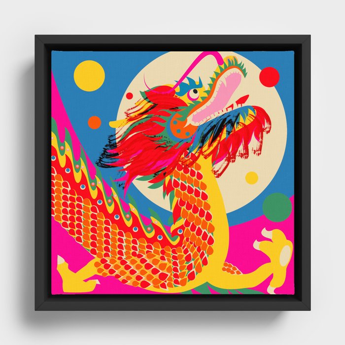 Happy Dragon Framed Canvas