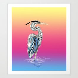 Great Blue Heron Totem Art Print