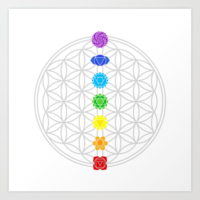 The Flower Of Life And The Seven Chakras Art Print By Gratitudeart Society6