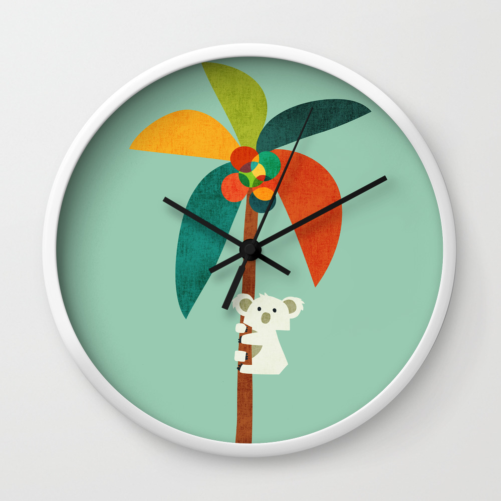 Koala On Coconut Tree Wall Clock By Budikwan Society6