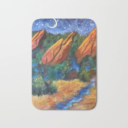 Boulder's Flatirons by Moonlight Bath Mat