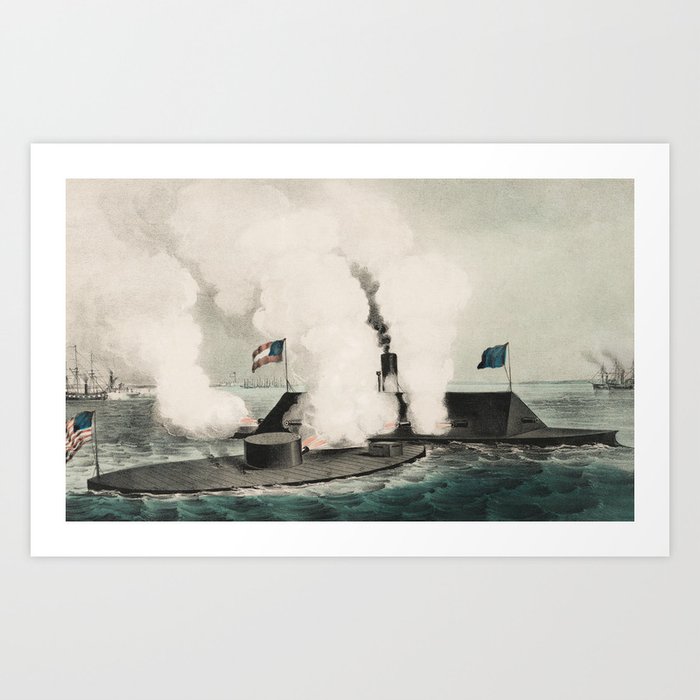 Monitor vs. Merrimac - Ironclad Civil War Battle Art Print