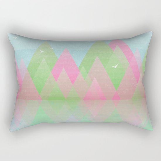 Geometric Lake Mountain I - Spring Rectangular Pillow