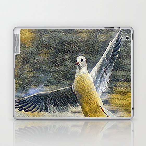 A seagull with open wings - artistic illustration design Laptop & iPad Skin