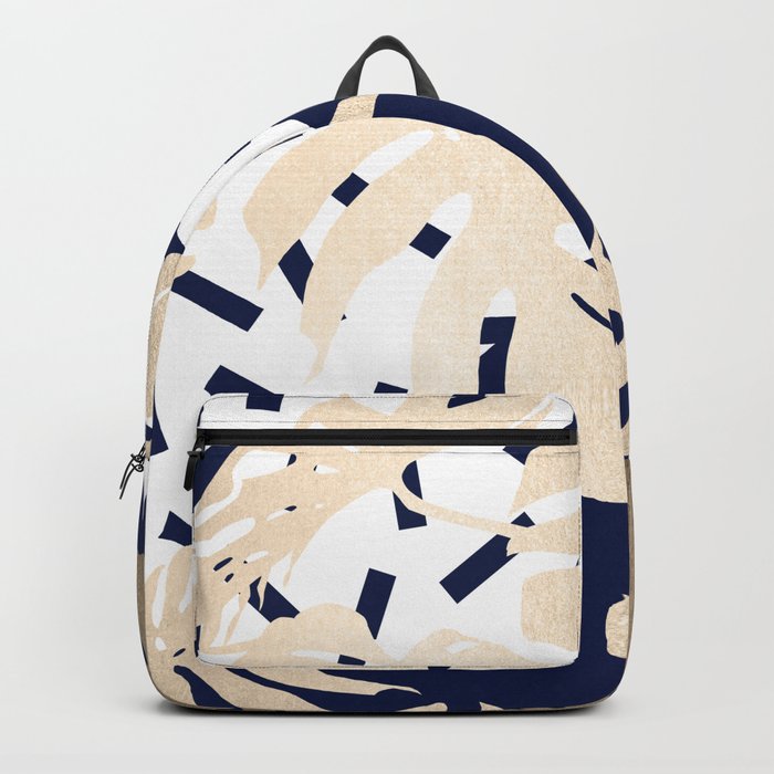 Simply Tropical Nautical Navy Memphis Palm Leaves Backpack
