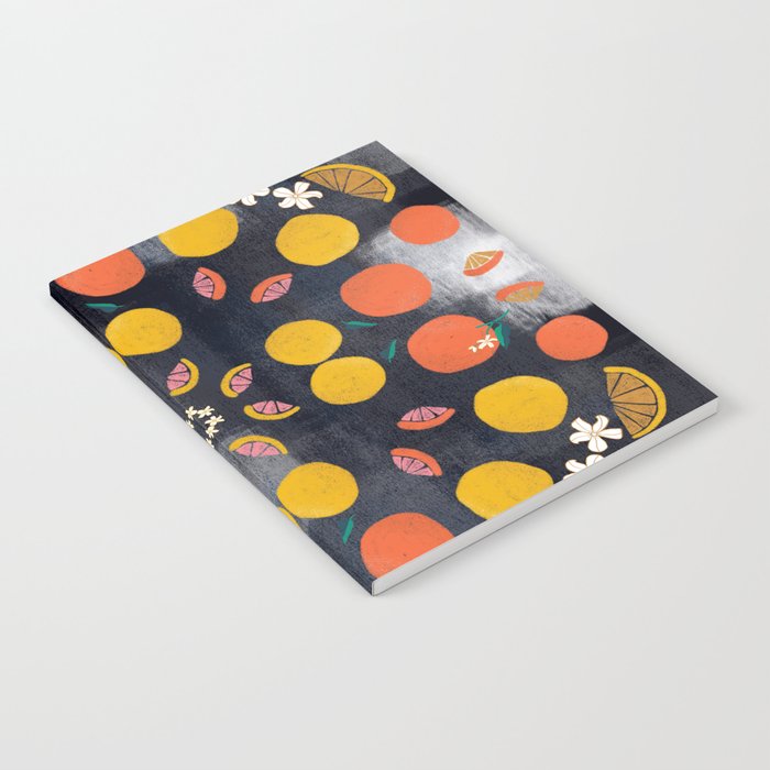 dark background citrus kaleidoscope Notebook