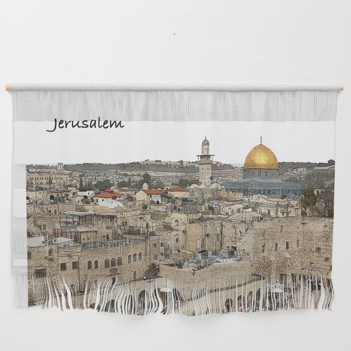 Old City Jerusalem with Dome of the Rock Wall Hanging