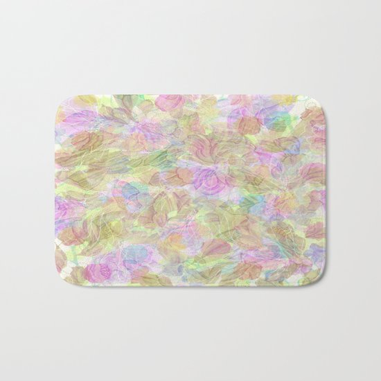 Soft Pastel Mixed Floral Abstract Bath Mat