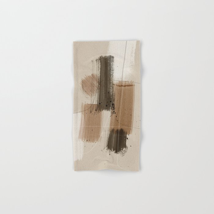 Neutral Color Abstract Brush Strokes Hand & Bath Towel