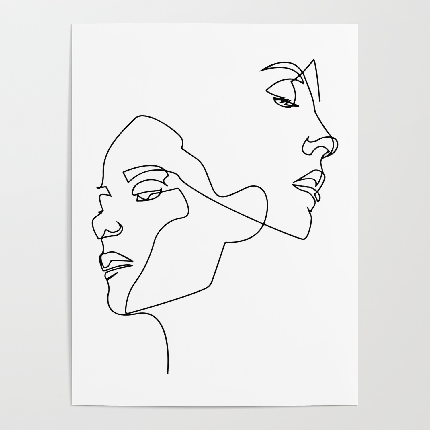 Line Art Abstract Continuous Line Drawing of Set Faces And Hairstyle Line  art Valentines Day Gifts Poster by Modern Art Creative | Society6