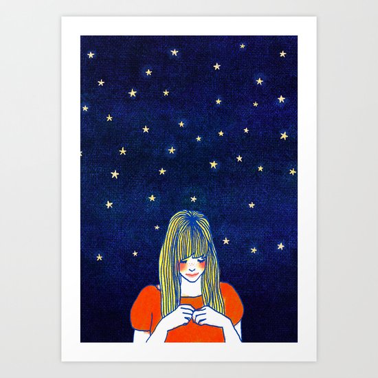 Girls in blue Art Print