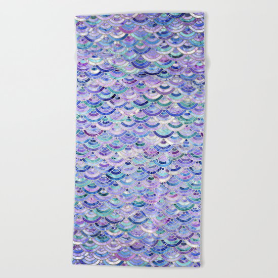 Marble Mosaic in Amethyst and Lapis Lazuli Beach Towel