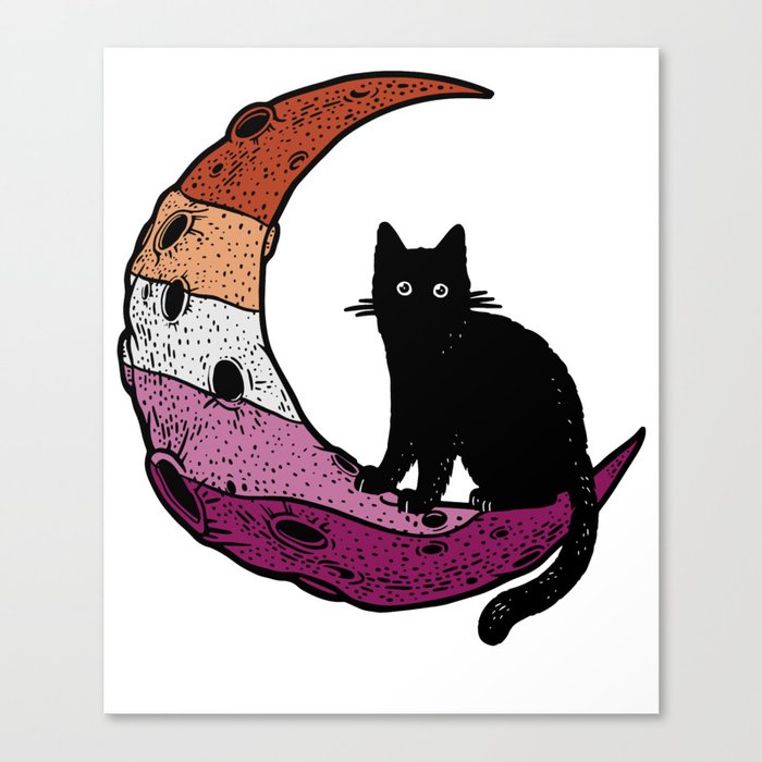 Lesbian Cat Moon Canvas Print