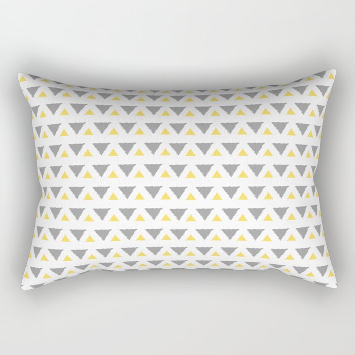 Yellow and grey triangle pattern Rectangular Pillow