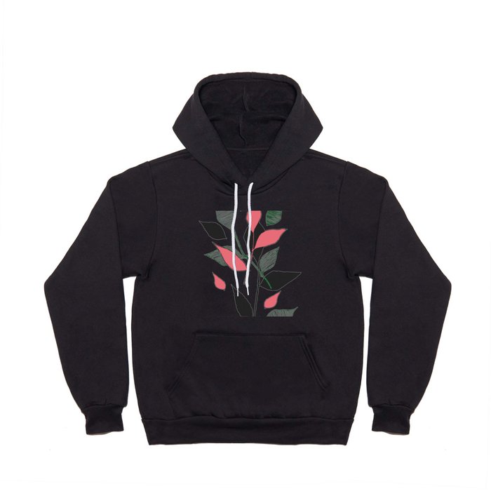 Chocolate brown, green and pink foliage Hoody