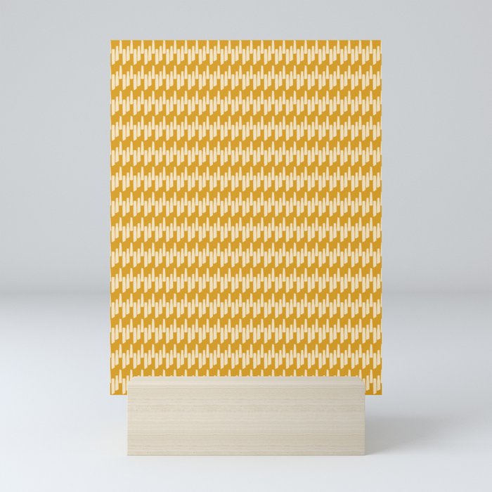 Modern Ink Weave Ikat Mudcloth Pattern in Marigold Mustard Ochre Mini Art Print