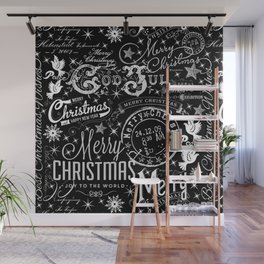 Black and White Christmas Typography Design Wall Mural