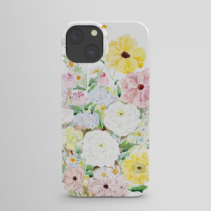 colorful wildflowers bouquet watercolor  iPhone Case