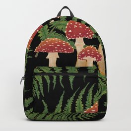 Magic Mushroom Fern Forest Dark  Backpack