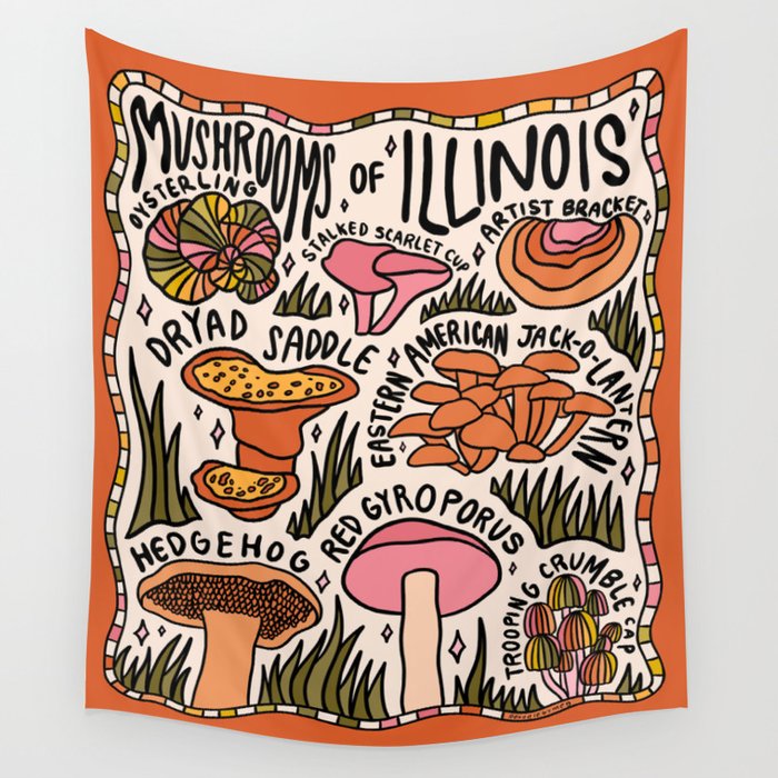 Mushrooms of Illinois Wall Tapestry