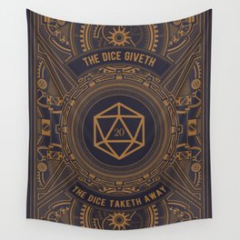 Steampunk Dice Giveth Dice Taketh Away D20 Dice Tabletop RPG Gaming Wall Tapestry