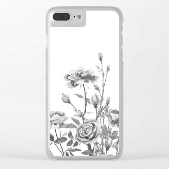 black and white roses Clear iPhone Case