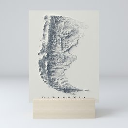 Patagonia, Argentina and Chile, Relief Map 3D digitally-rendered Mini Art Print