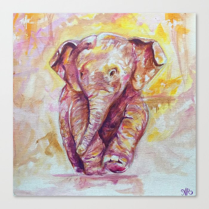 Baby Elephant Painting Canvas Print By Ambriella Society6
