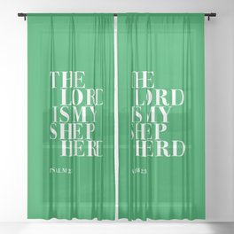 The Lord is my Shepherd, Bible Verse Psalm 23 Sheer Curtain