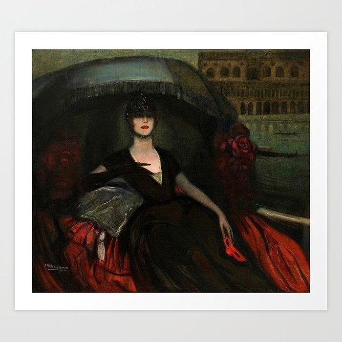 The Masquerade, Carnival, Venice, Italy portrait by Federico Beltran Masses Art Print