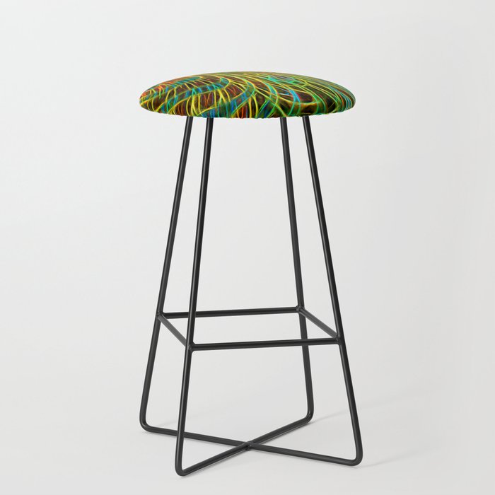 Vibrant Green and Yellow Psychedelic Swirl Art Bar Stool