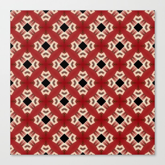 Red Black Abstract Diamond Pattern  Canvas Print