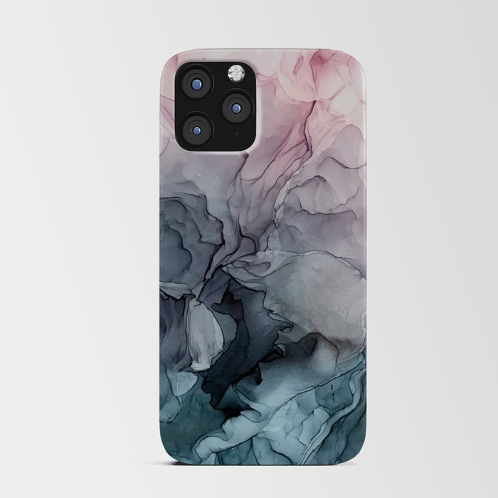 Blush and Payne's Grey Flowing Abstract Painting iPhone Card Case