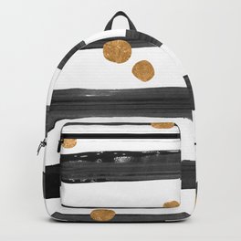 black watercolor stripes with gold dots Backpack